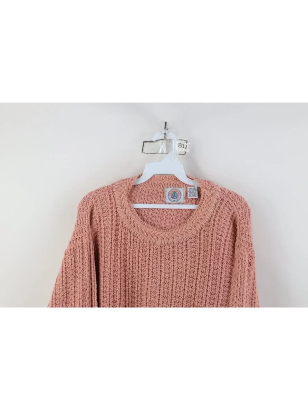 Vintage 90s Streetwear Women XS Blank Chunky Ribbed Knit Crewneck Sweater Pink